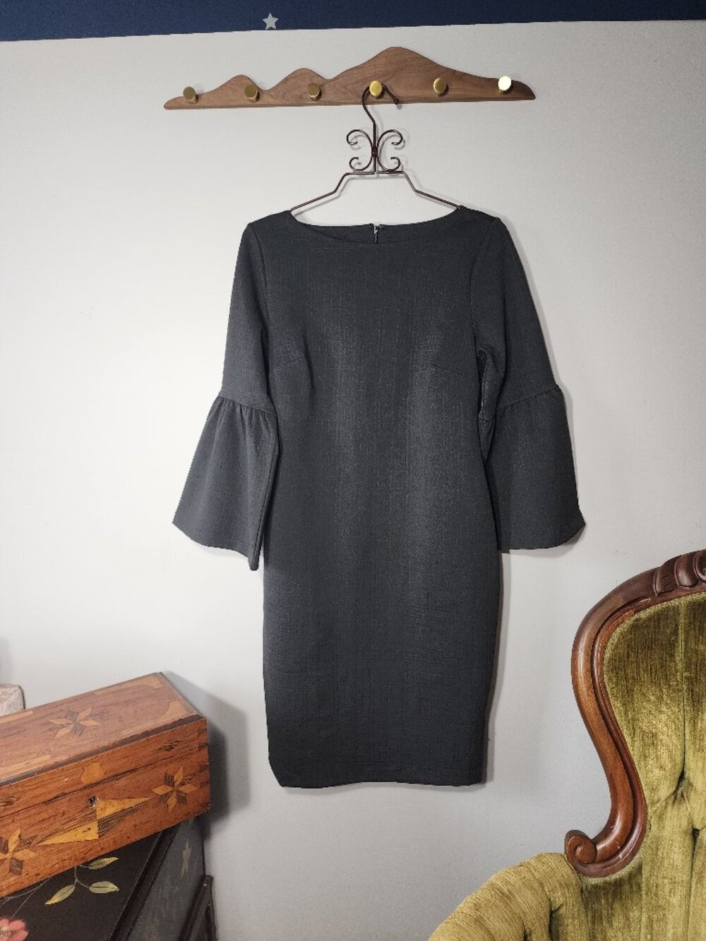 A Pea in the Pod Black Bell Sleeve Maternity Sheath Dress Size L